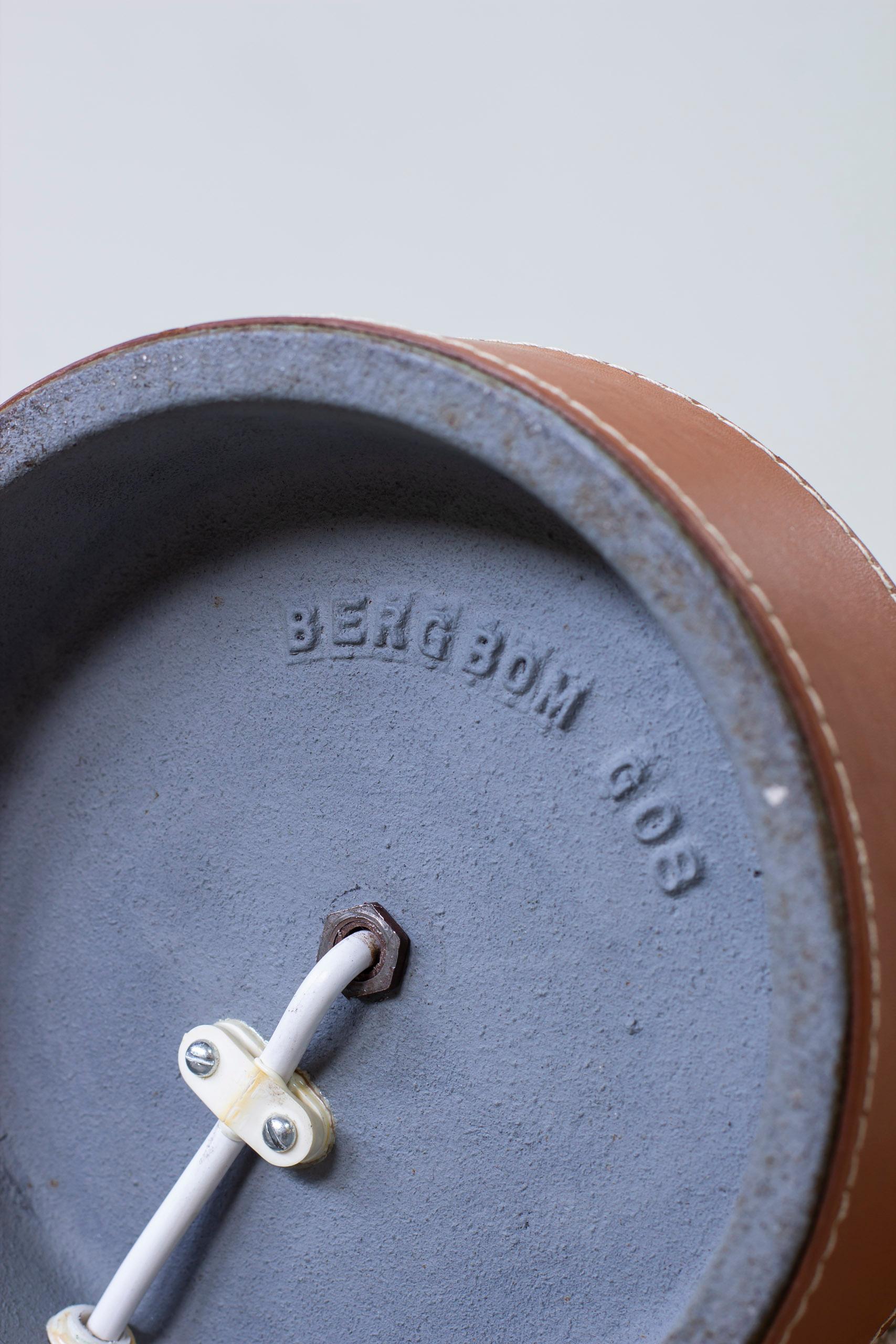 Leather and brass floor lamp G08 by Bergboms, Sweden, 1950s For Sale 2