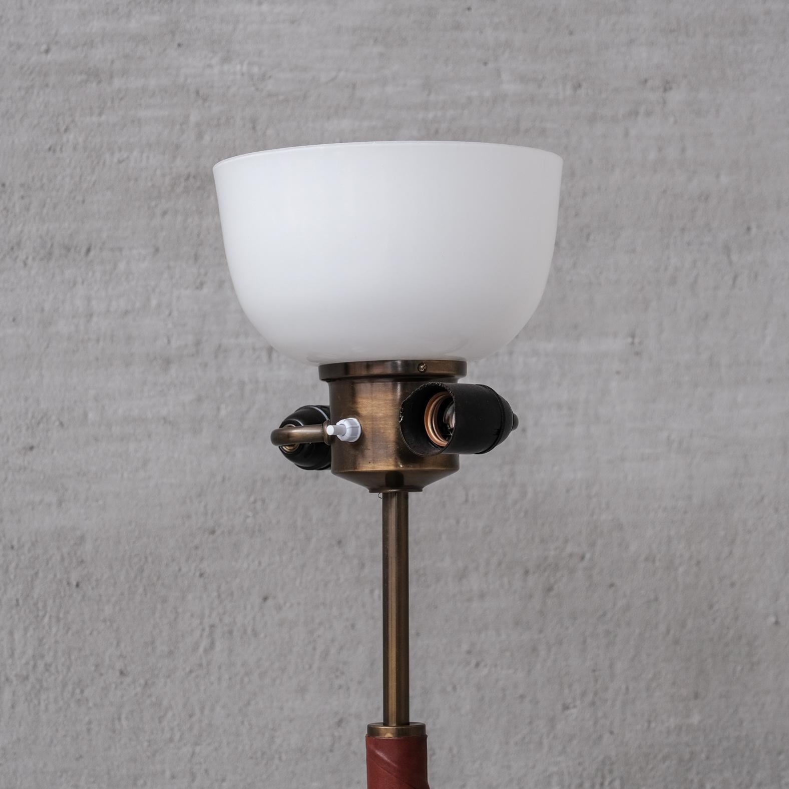 Leather and Brass Midcentury Swedish Floor Lamp by Einar Backstrom In Good Condition For Sale In London, GB