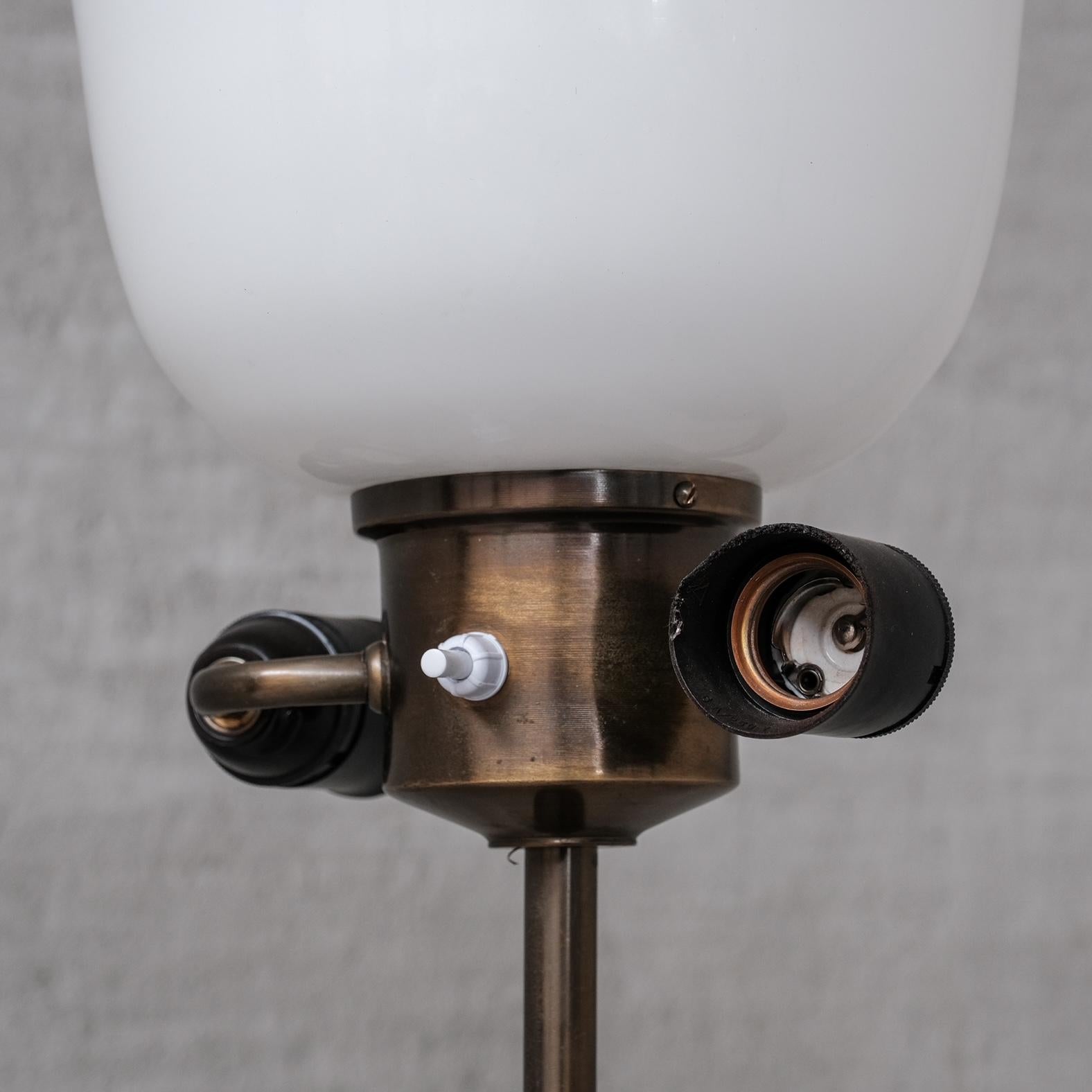 20th Century Leather and Brass Midcentury Swedish Floor Lamp by Einar Backstrom For Sale