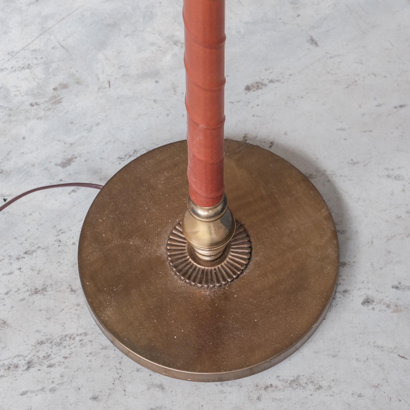 Leather and Brass Midcentury Swedish Floor Lamp by Einar Backstrom For Sale 2