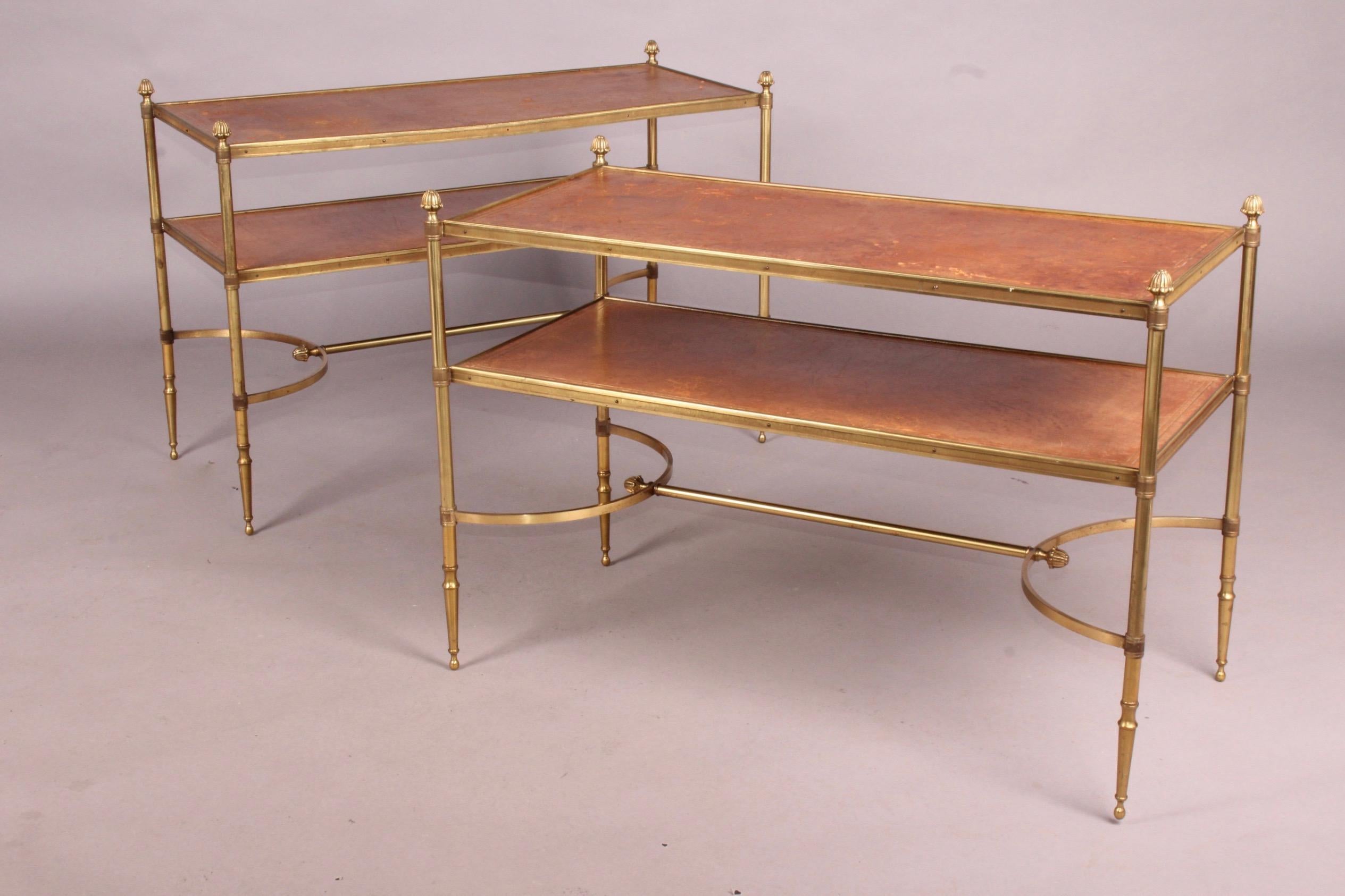Leather and Brass Pair of Side Table 2
