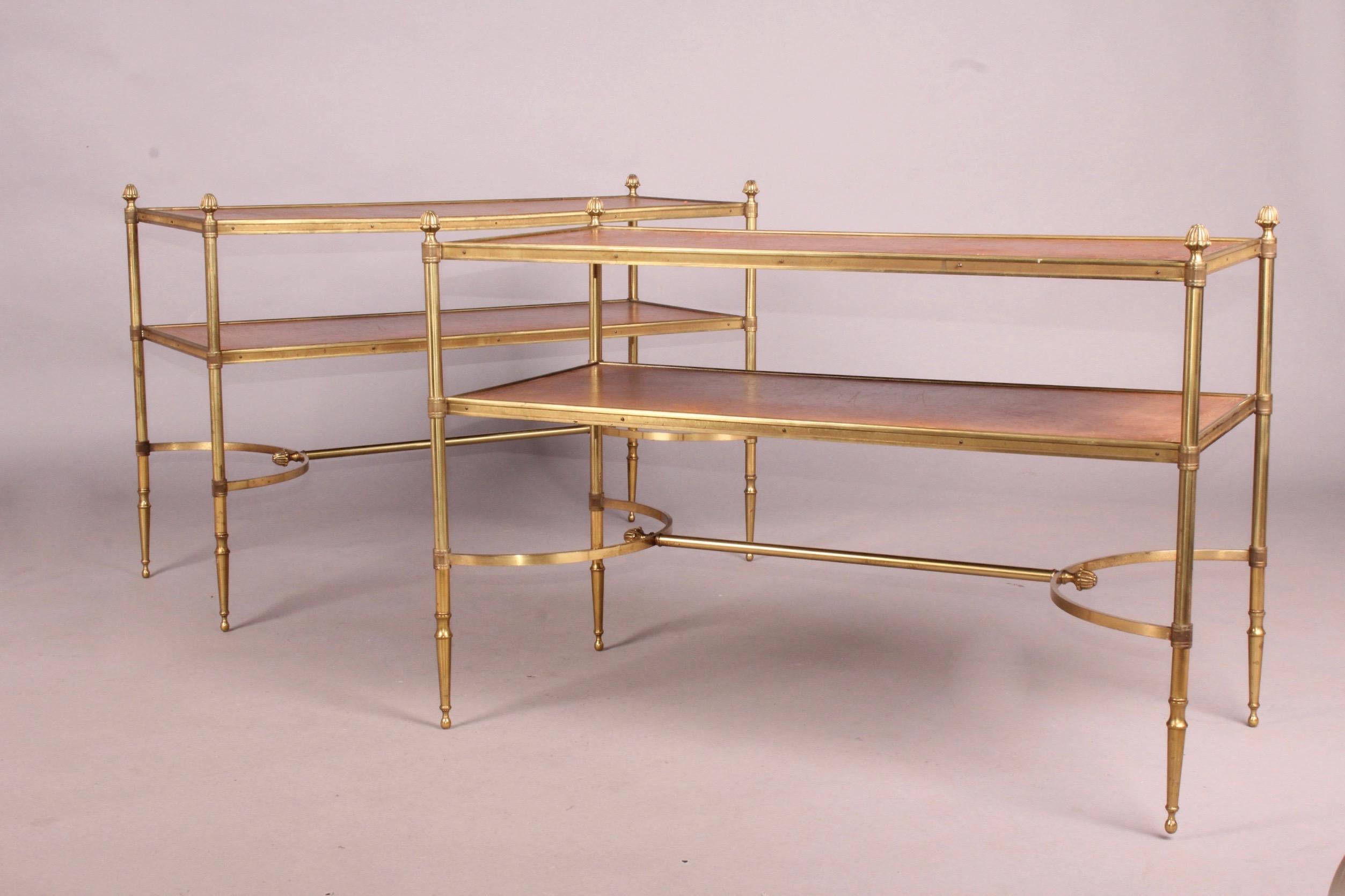 Leather and Brass Pair of Side Table 3