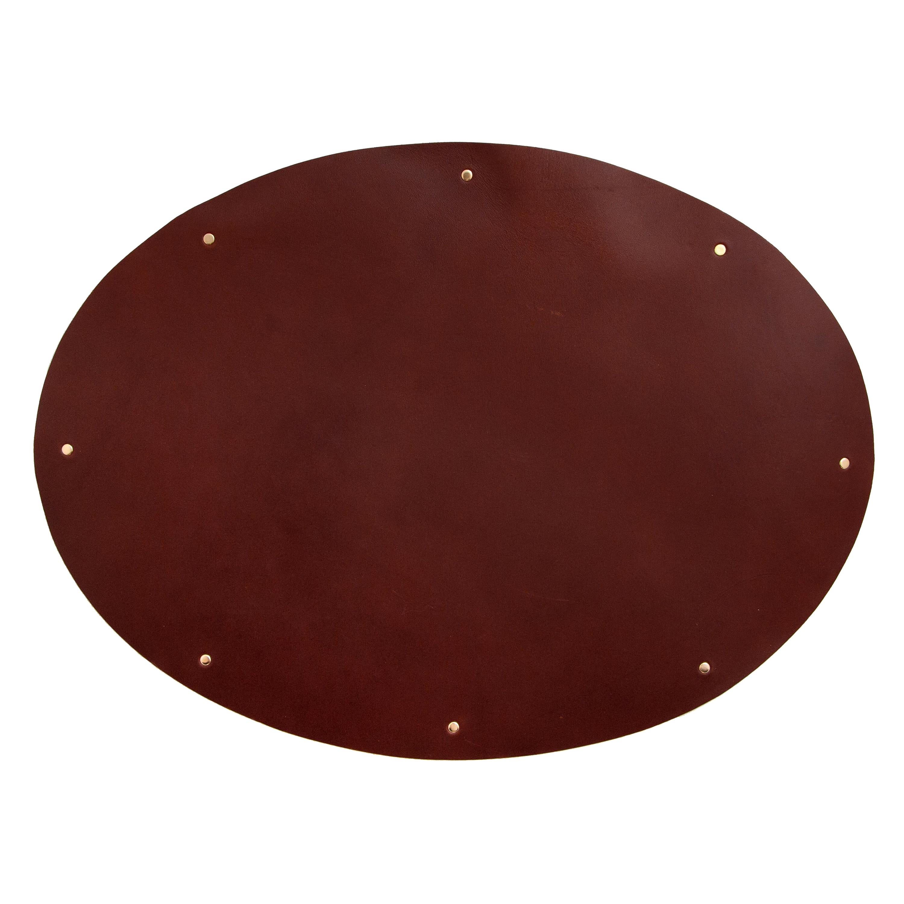 Leather and Brass Placemat Set (Set of 4) Brown