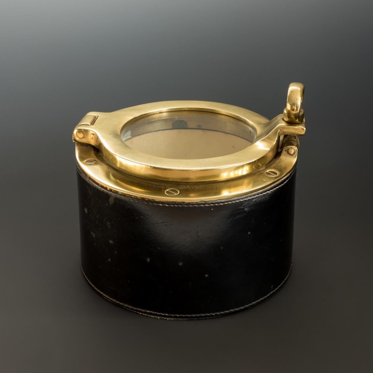 French Leather and Brass 'Porthole' Box, circa 1960