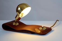 Leather and Brass Reading Light by Luigi Caccia Dominioni for Azucena