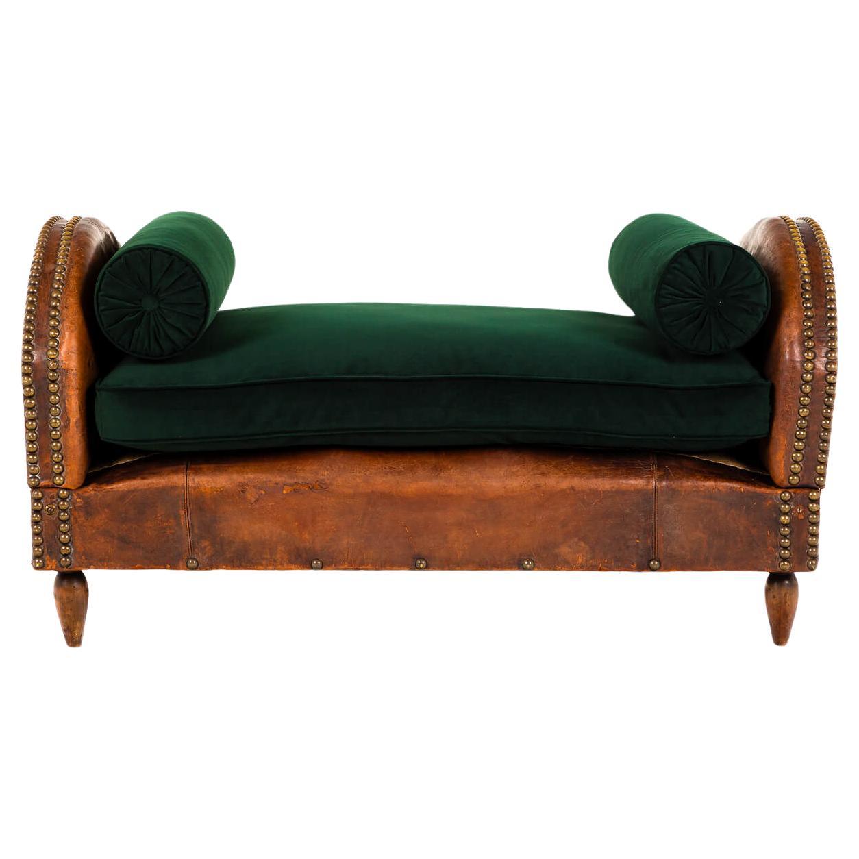 Leather and Brass studded Day bed