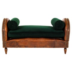 Leather and Brass studded Day bed