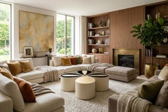 Leather and Bronze Leaf Side Table by Artist Florian Roeper