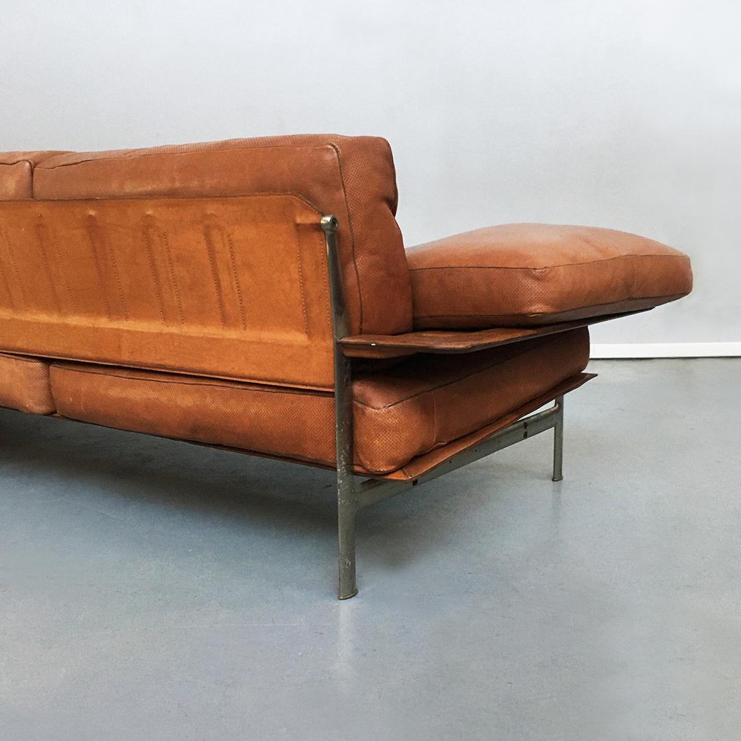 Leather and Burnished Steel Sofa Diesis by Antonio Citterio for B&B Italia, 1979 3
