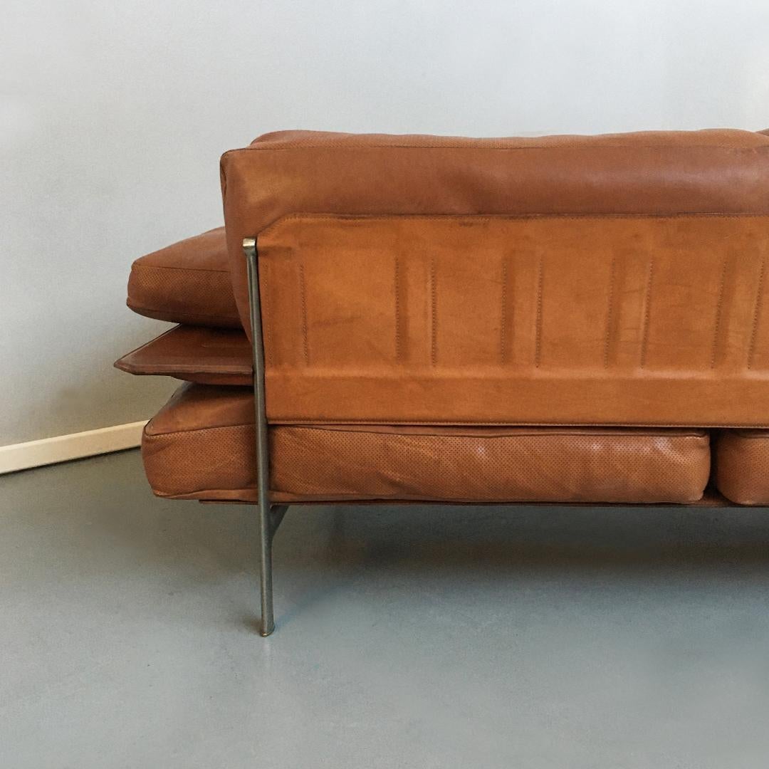 Leather and Burnished Steel Sofa Diesis by Antonio Citterio for B&B Italia, 1979 4