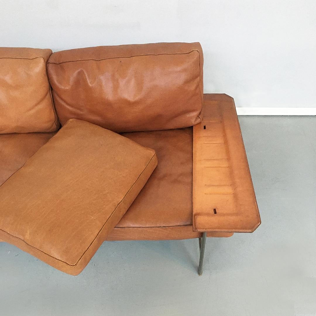 Leather and Burnished Steel Sofa Diesis by Antonio Citterio for B&B Italia, 1979 6