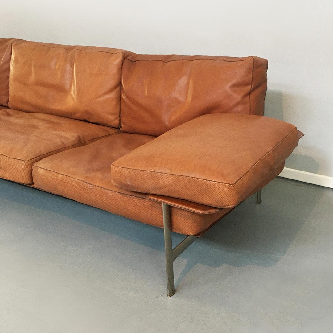 Leather and Burnished Steel Sofa Diesis by Antonio Citterio for B&B Italia, 1979 2
