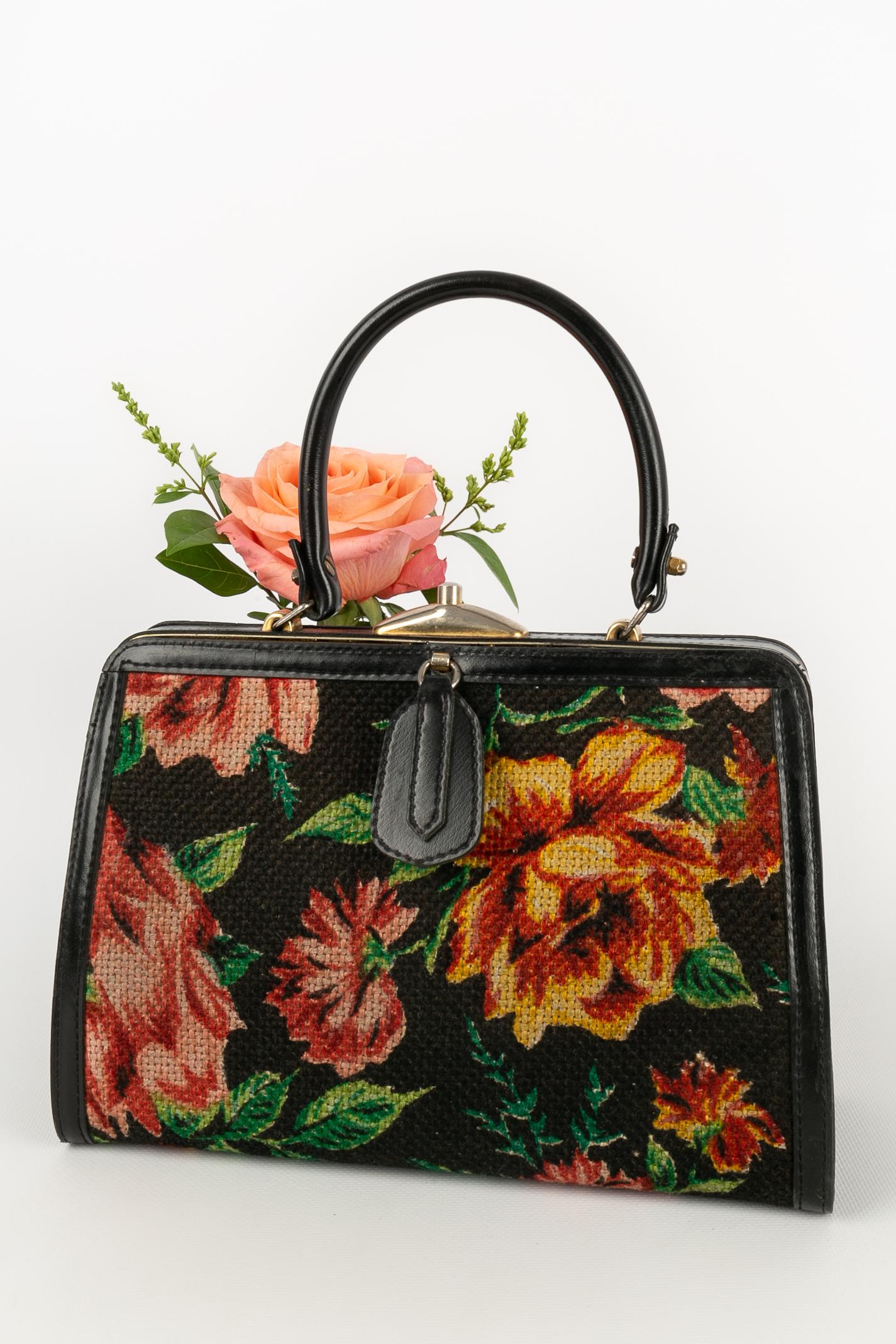 Women's Leather and canvas bag For Sale