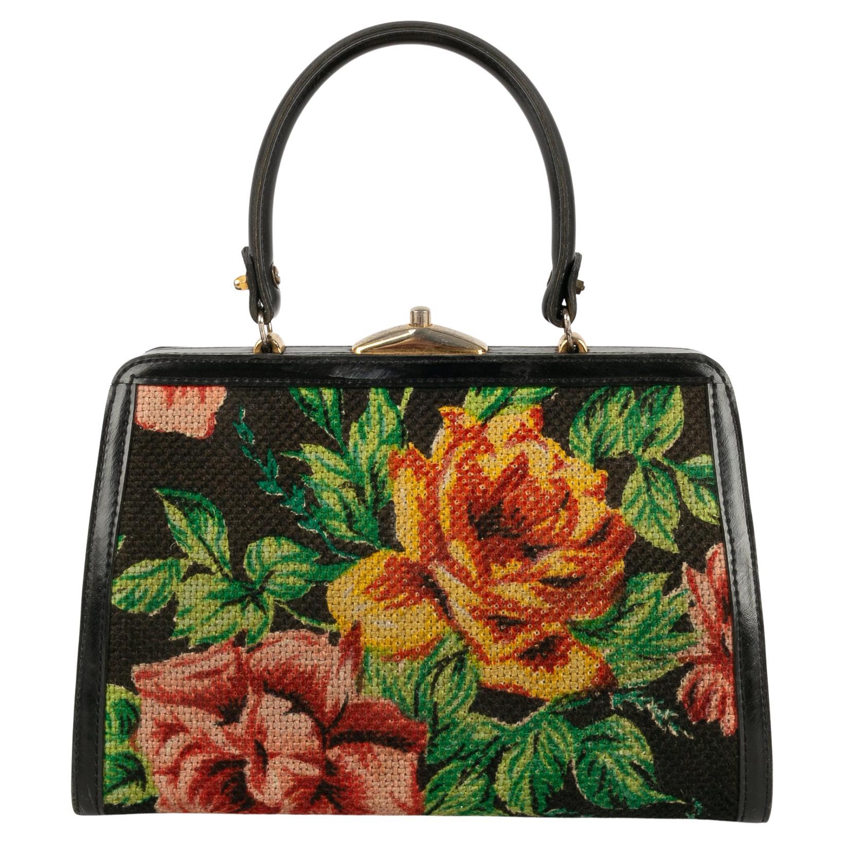 Leather and canvas bag For Sale