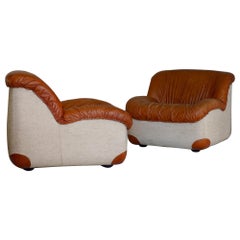 Leather and Canvas Caprice Chairs, Henning Korch for Swan, Italy 1970s
