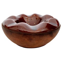 Leather and Ceramic Ashtray by Longchamps