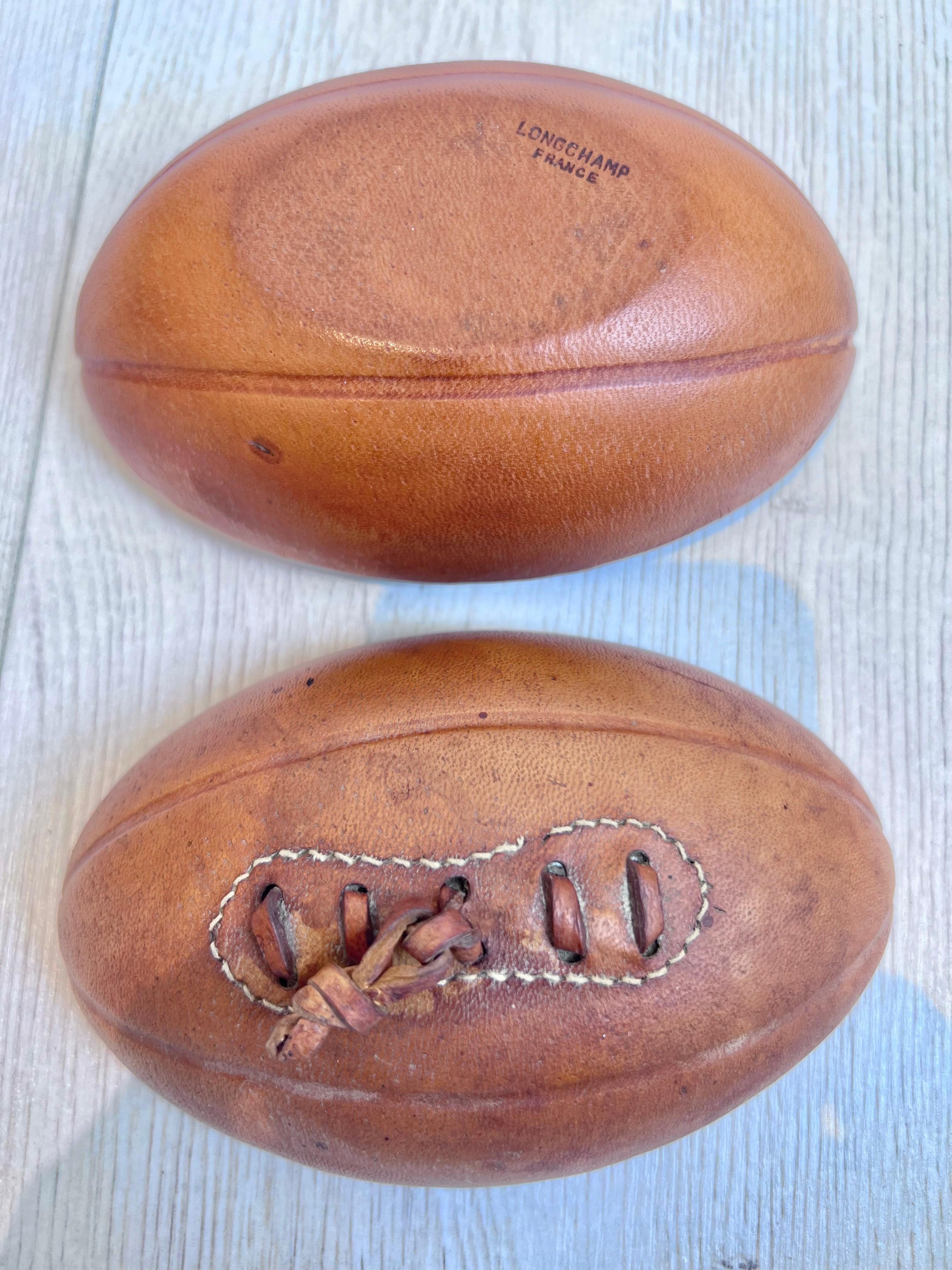 Leather and Ceramic Football Ashtray by Longchamp, 1950s France 1