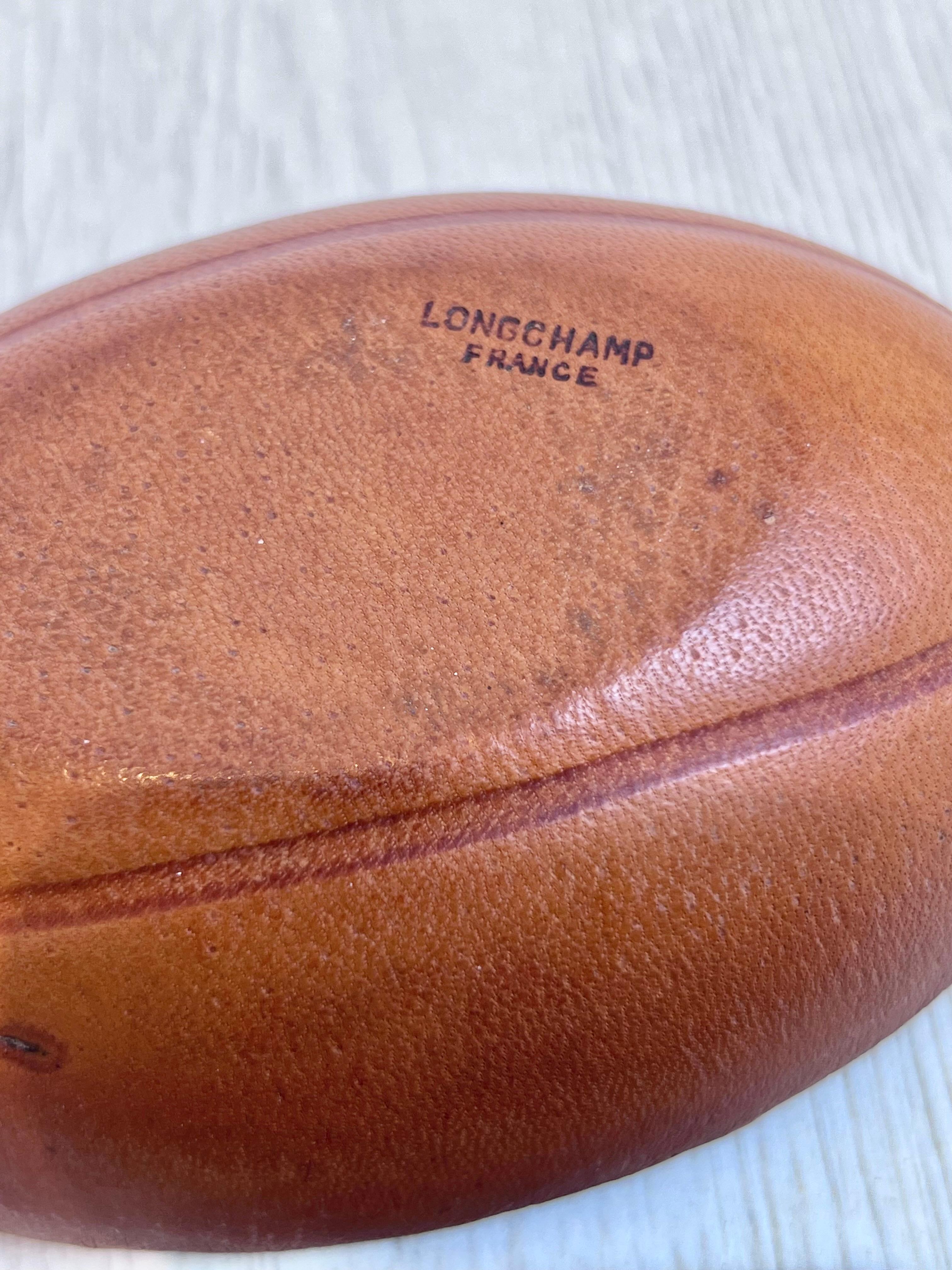 Leather and Ceramic Football Ashtray by Longchamp, 1950s France 4