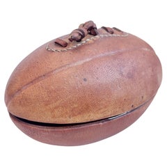 Vintage Leather and Ceramic Football Ashtray by Longchamp, 1950s France