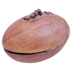 Retro Leather and Ceramic Football Ashtray by Longchamp, 1950s France