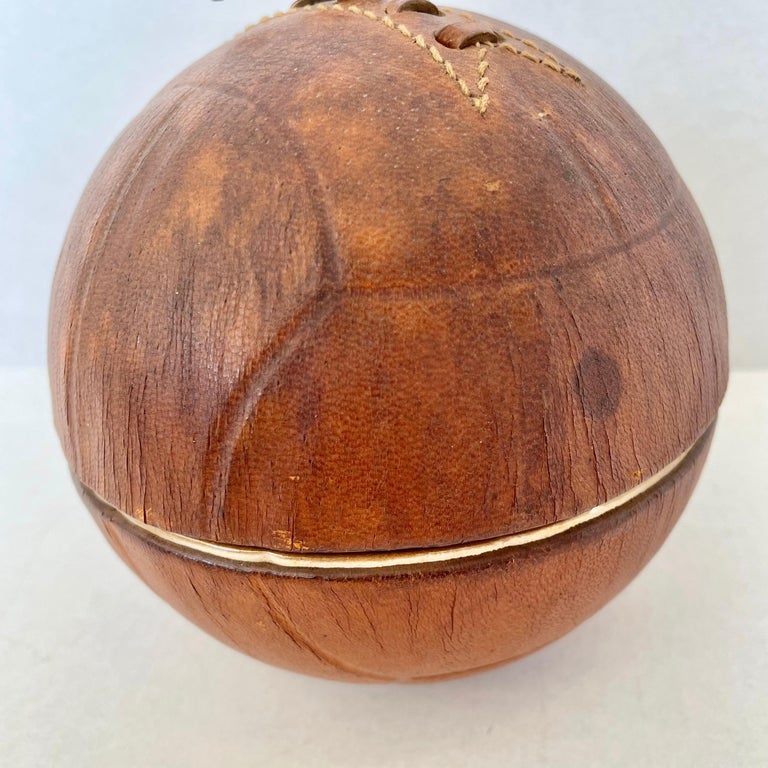 Leather and Ceramic Football Ashtray by Longchamp at 1stDibs