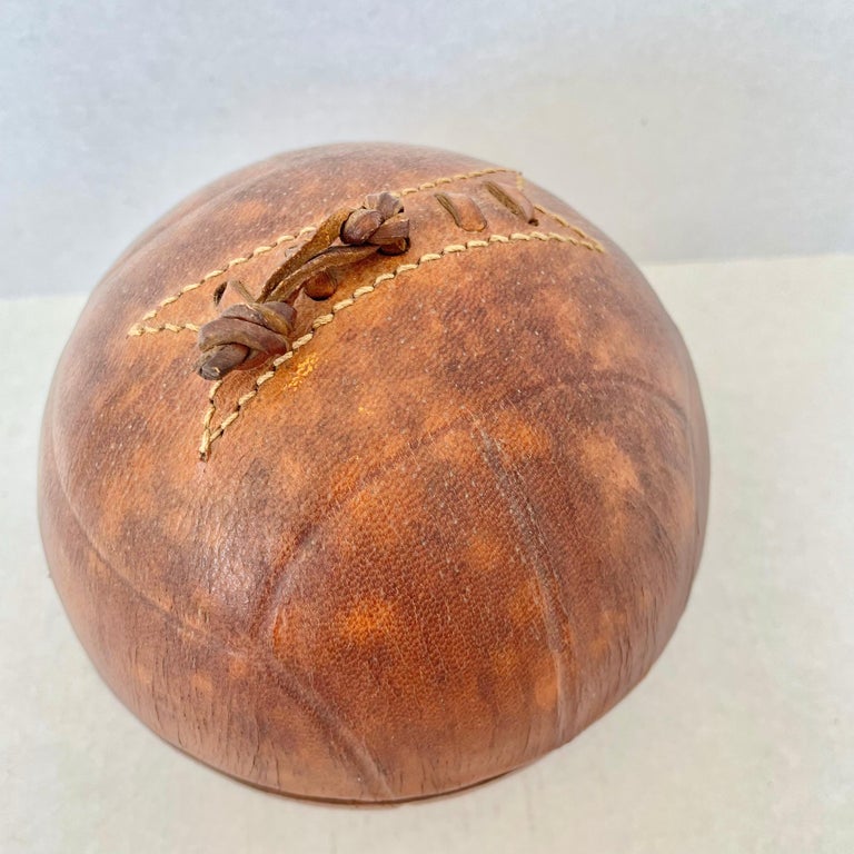 Leather and Ceramic Football Ashtray by Longchamp at 1stDibs