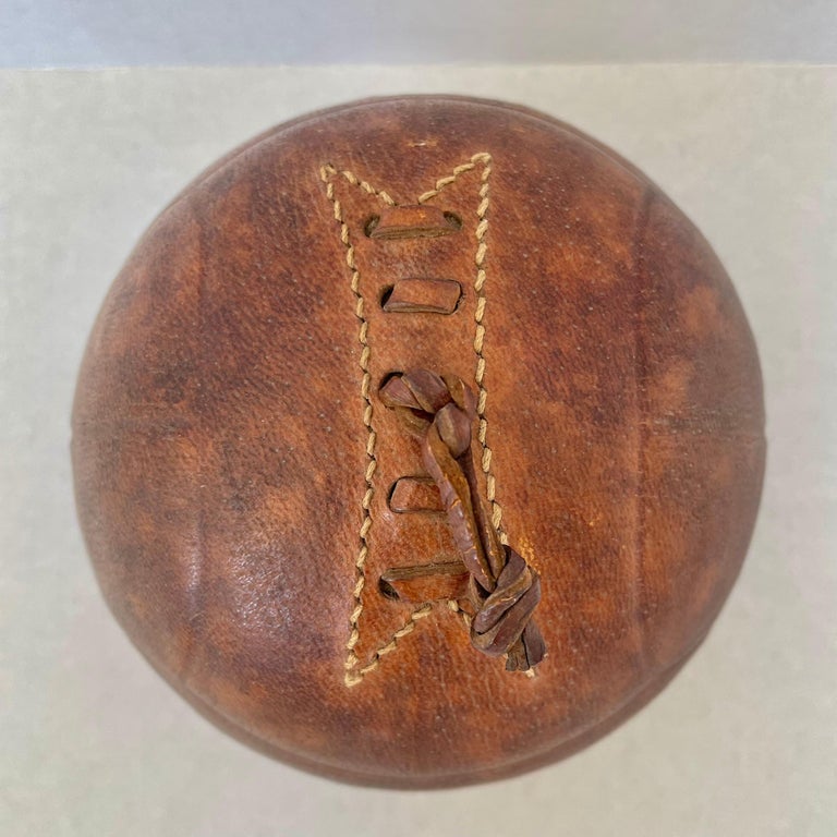 Leather and Ceramic Football Ashtray by Longchamp at 1stDibs