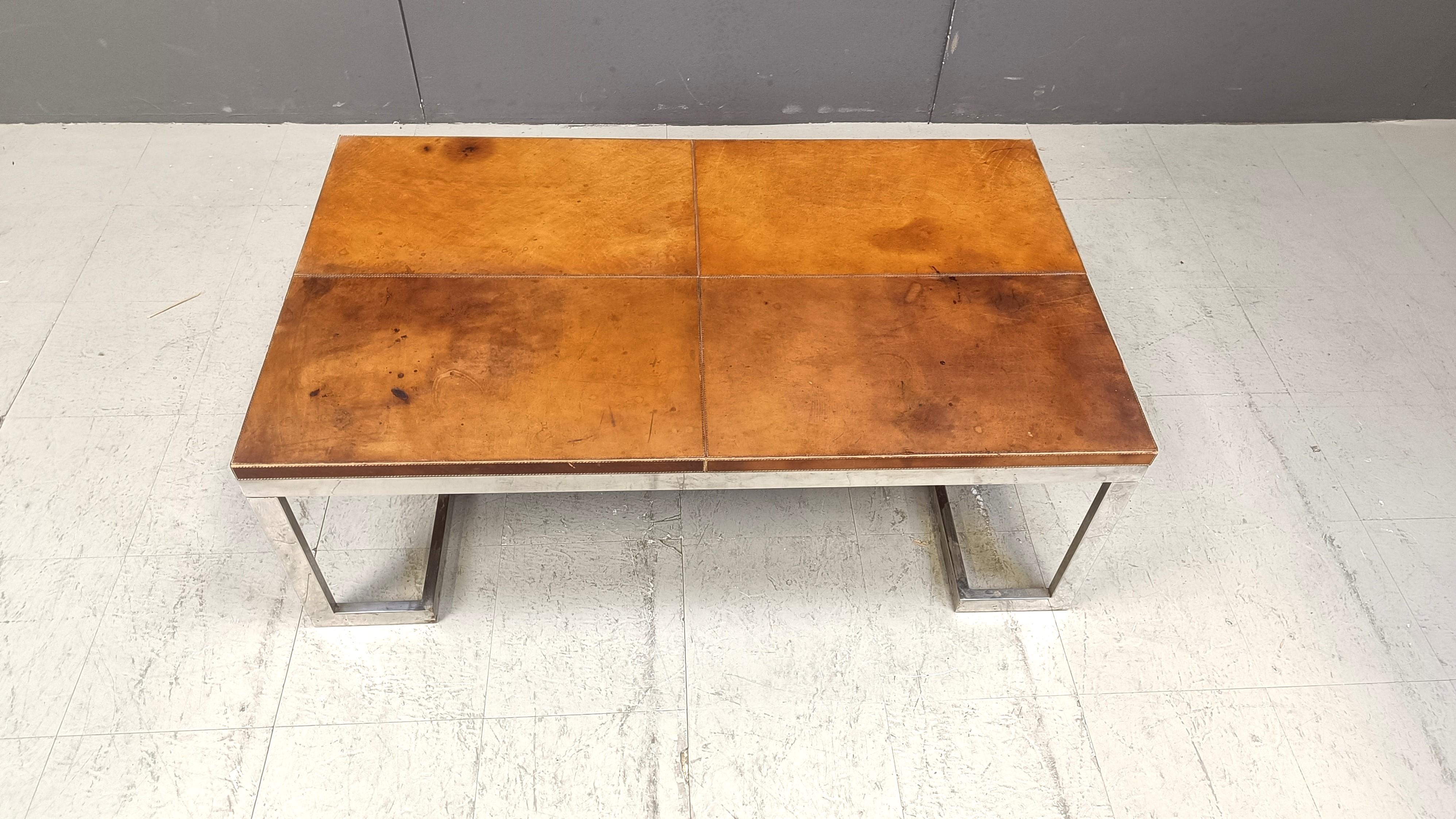 Mid-Century Modern Table basse chromée des années 1970 en vente