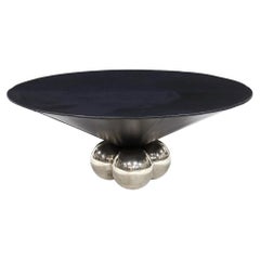 Mesa baja de cuero y cromo de Stanley Jay Friedman
