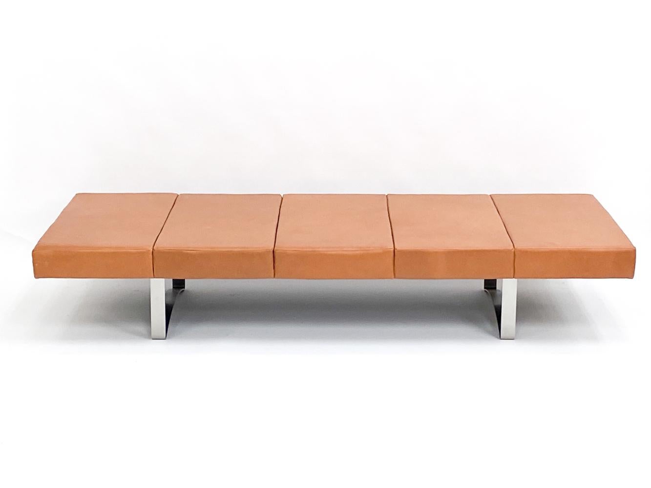 Steel Leather and Chrome Daybed by Bodil Kjaer for Illums Bolighus For Sale