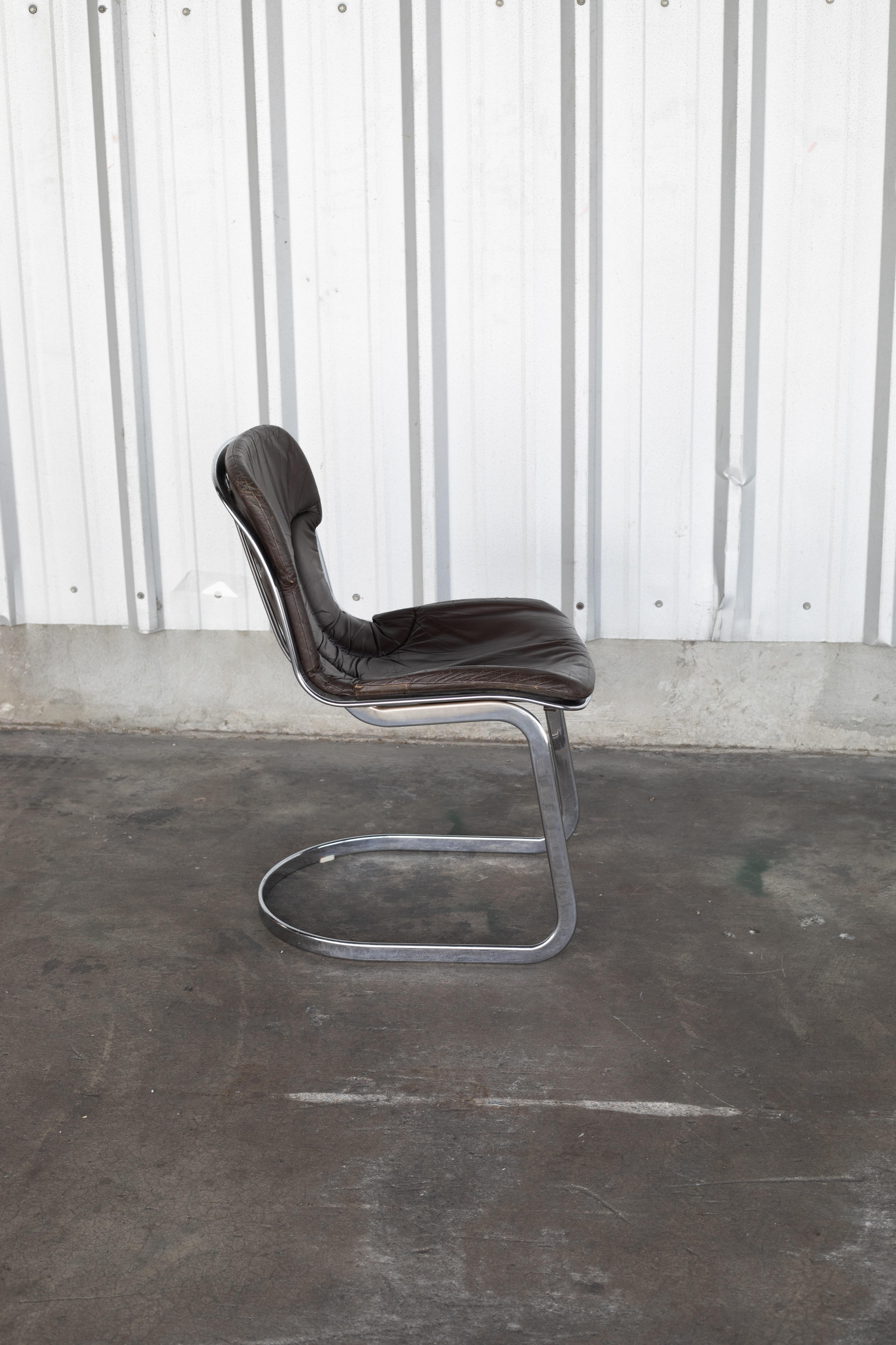 Leather and Chrome Dining Chairs For Sale 5