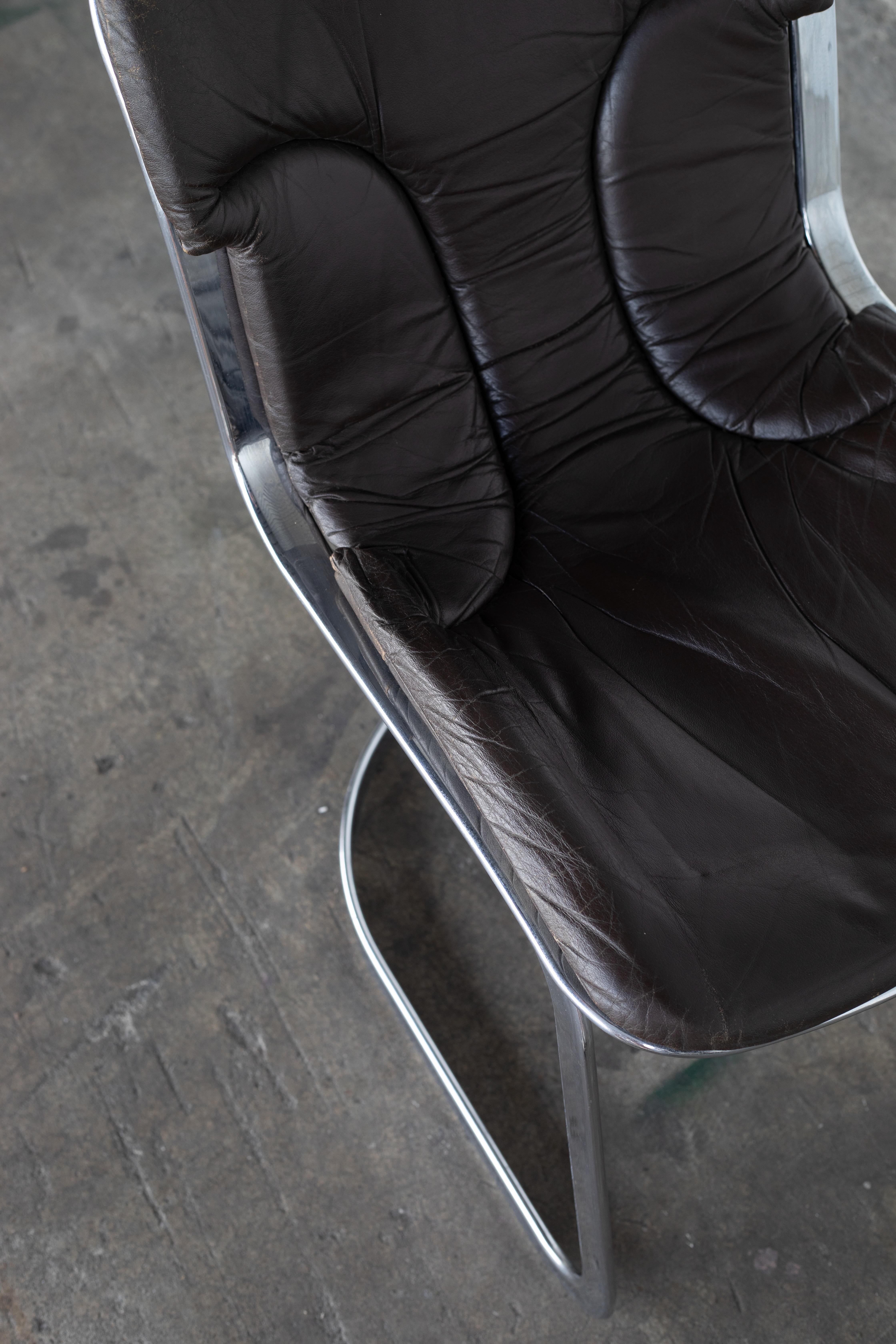 Leather and Chrome Dining Chairs For Sale 6