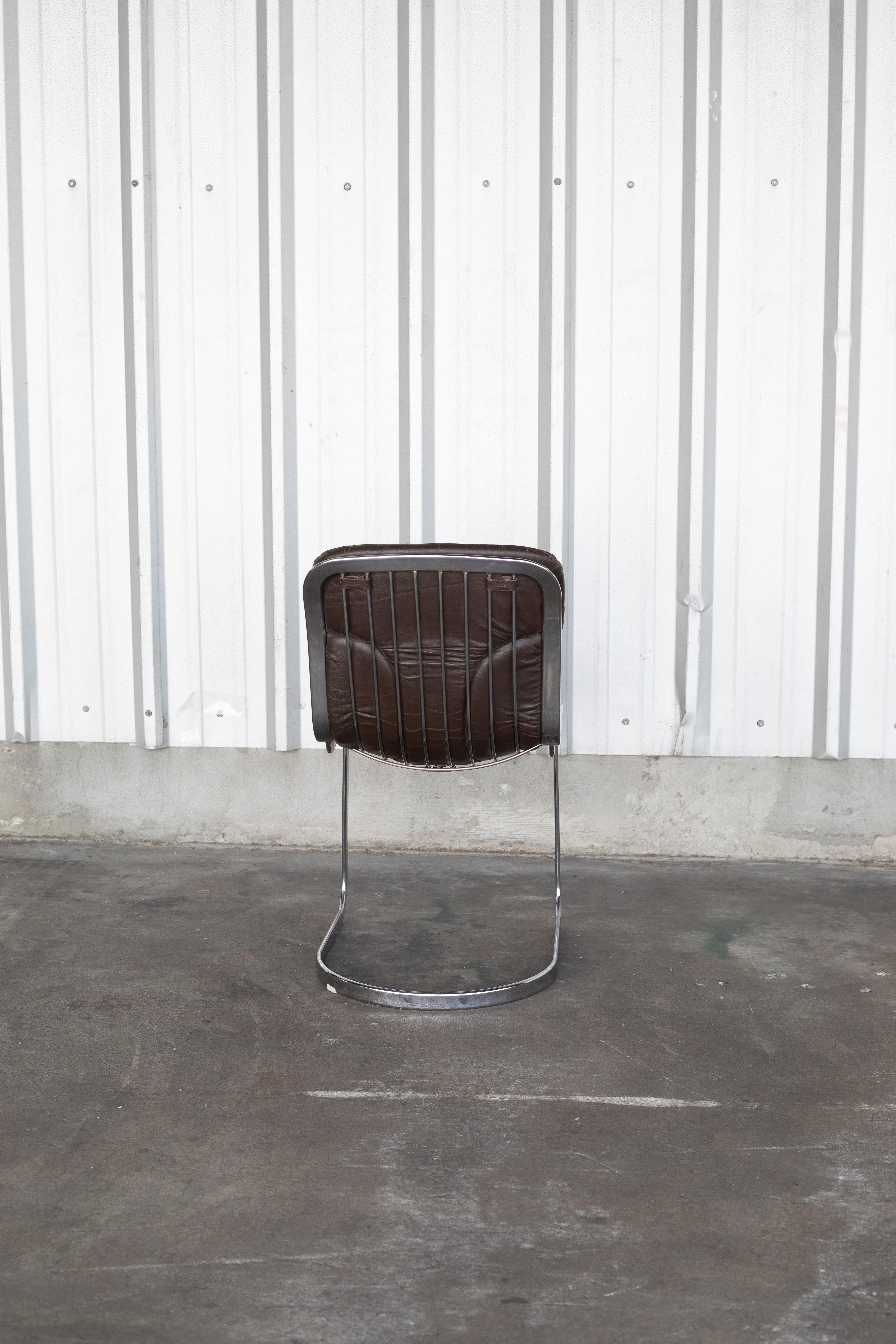 Leather and Chrome Dining Chairs For Sale 7