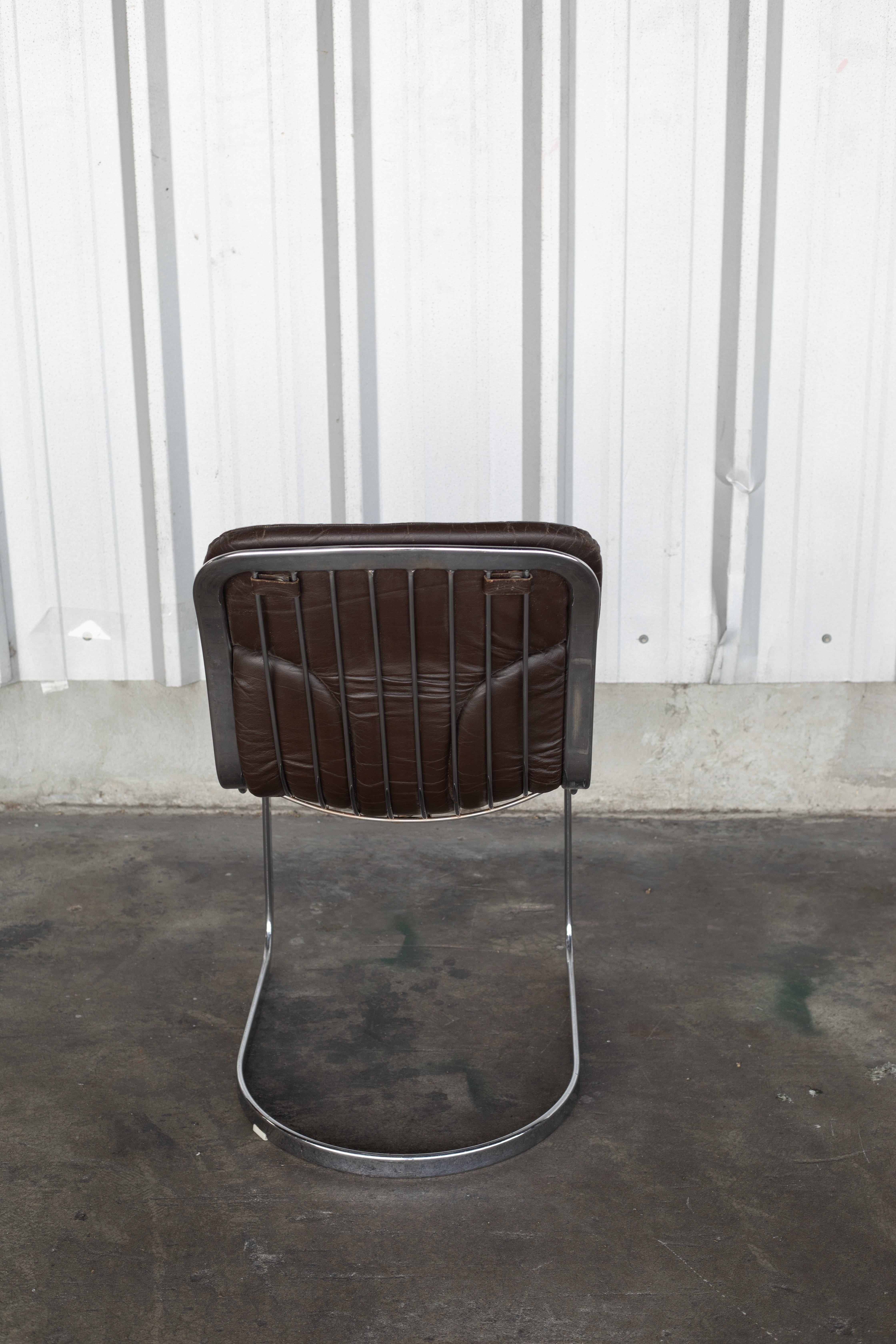 Leather and Chrome Dining Chairs For Sale 8