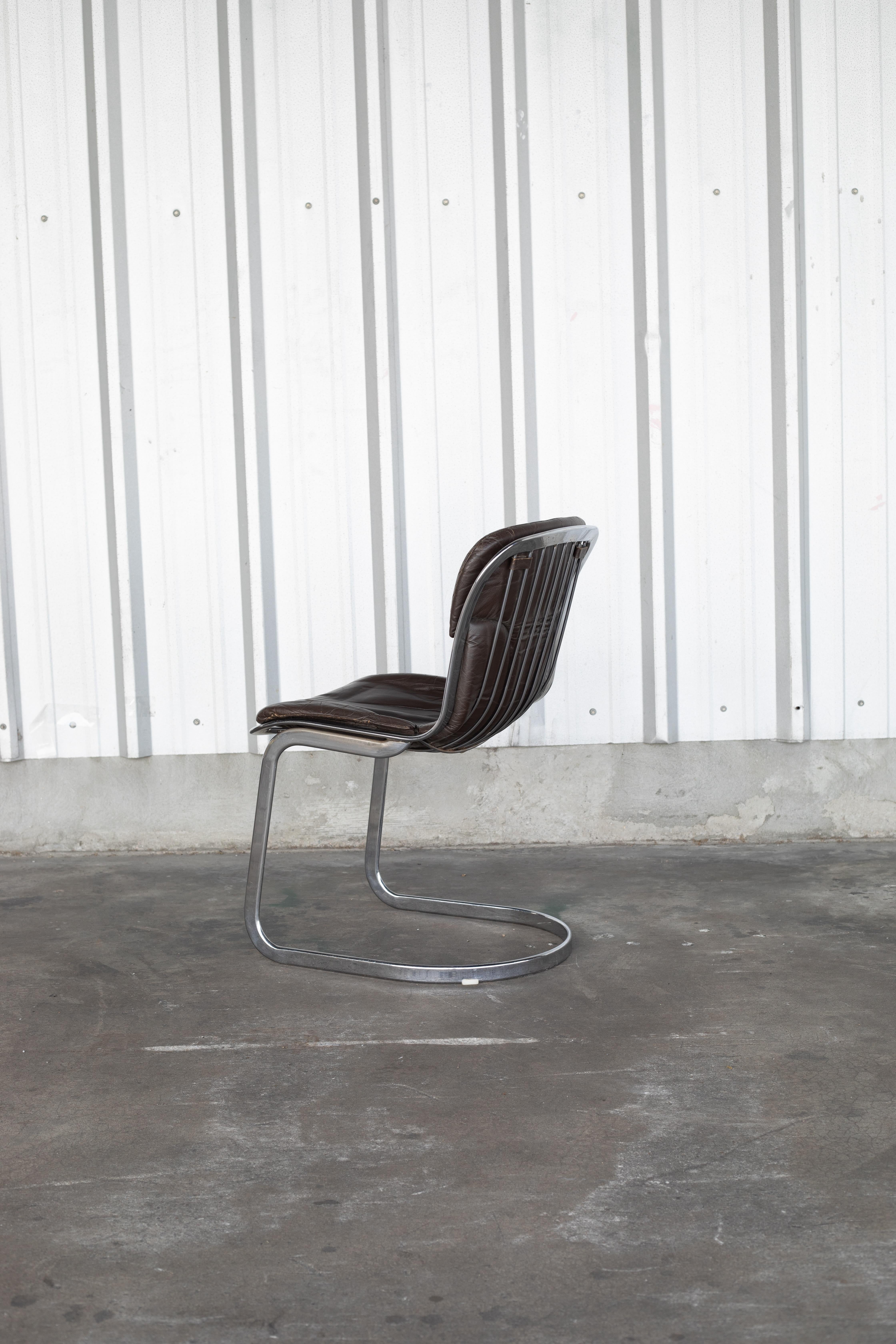 Leather and Chrome Dining Chairs For Sale 9
