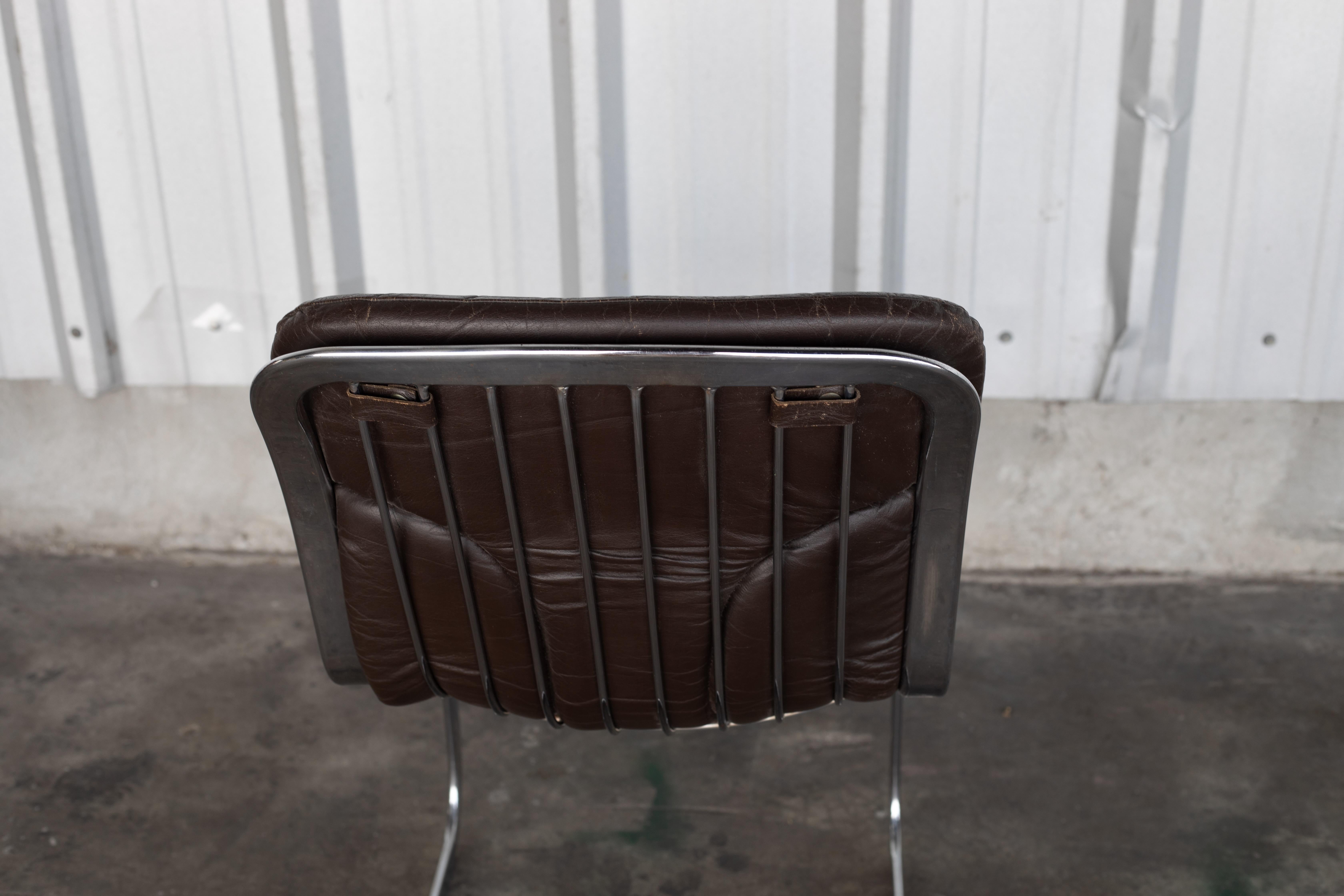 Leather and Chrome Dining Chairs For Sale 11
