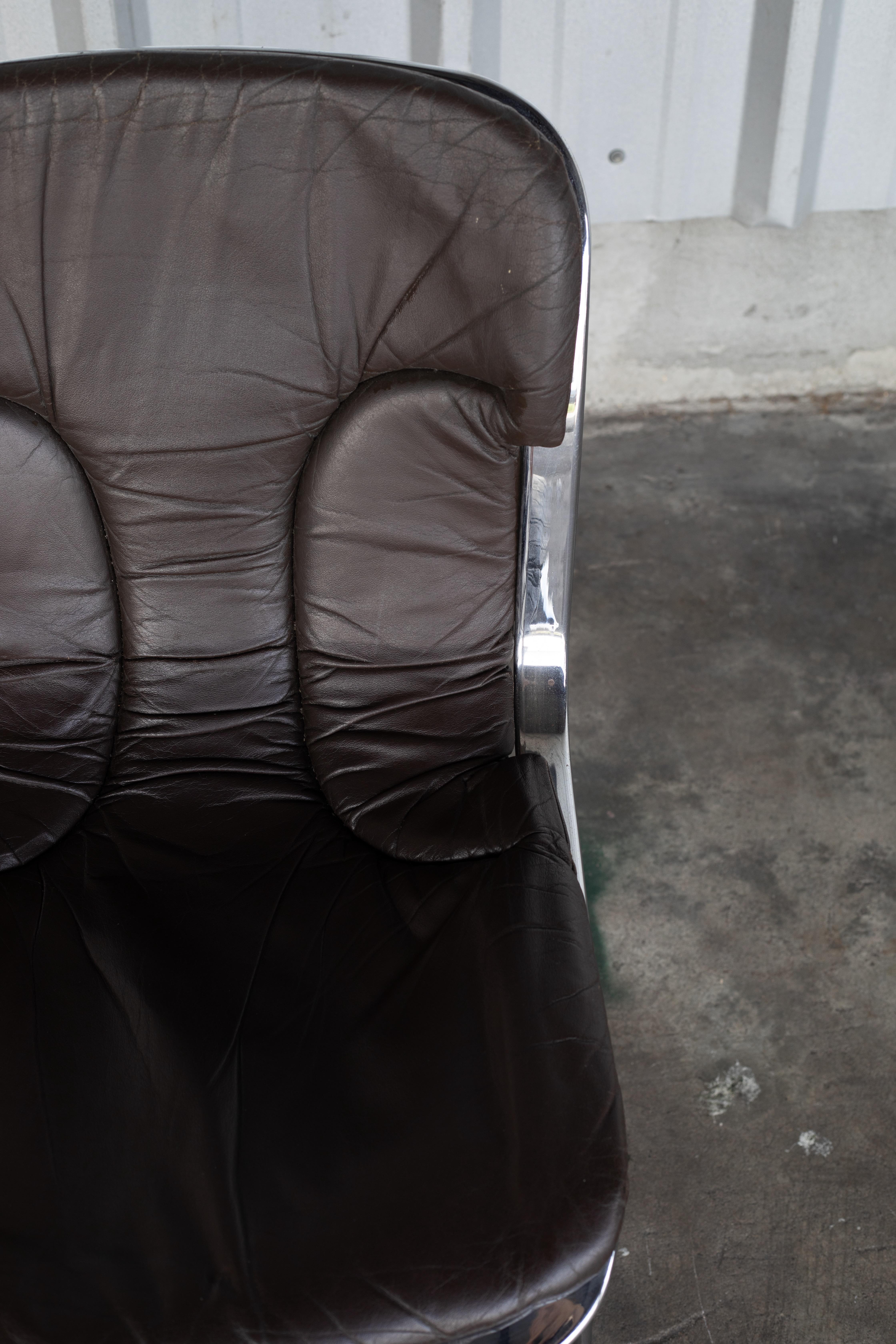 Leather and Chrome Dining Chairs For Sale 2