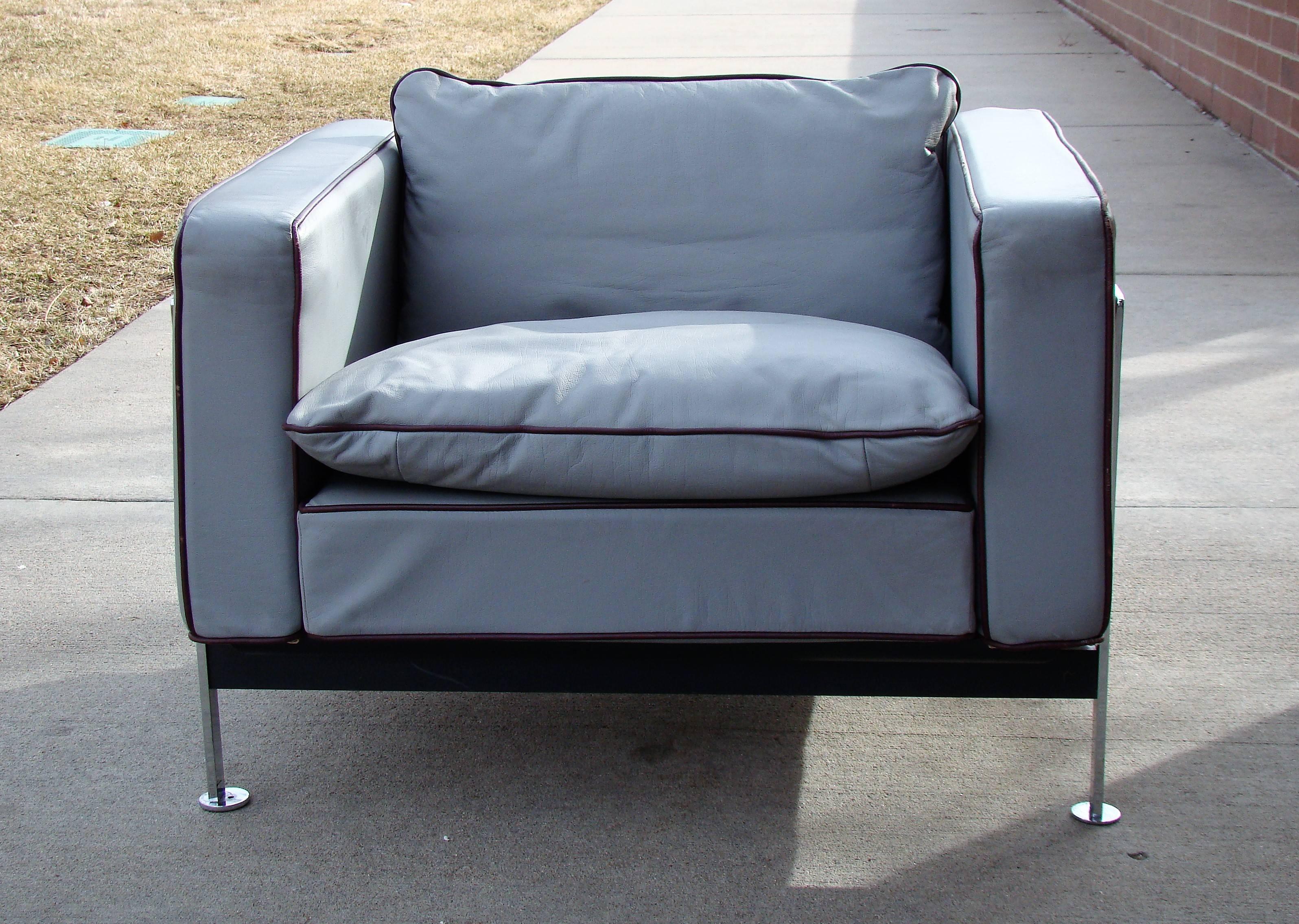 Leather and Chrome Lounge Chairs by Robert Hausmann for Desede, Sweden In Excellent Condition For Sale In Denver, CO