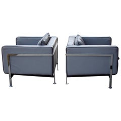 Leather and Chrome Lounge Chairs by Robert Hausmann for Desede, Sweden