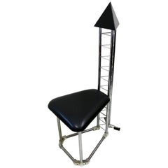 Leather and Chrome-Plated Scaffolding Chair, 1980s