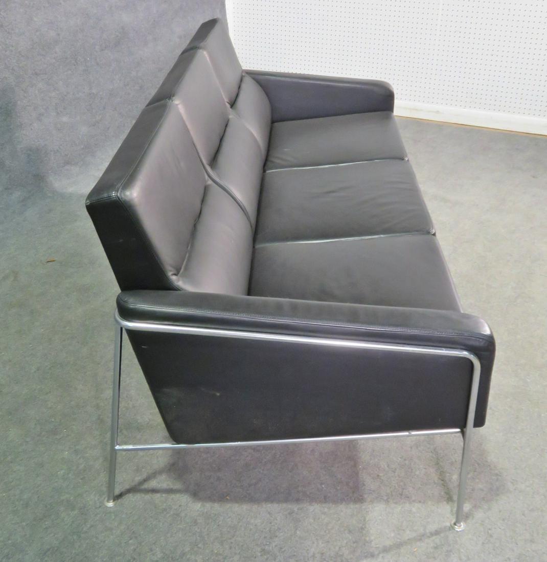 Leather and Chrome Sofa in the Style of Arne Jacobsen In Good Condition In Brooklyn, NY