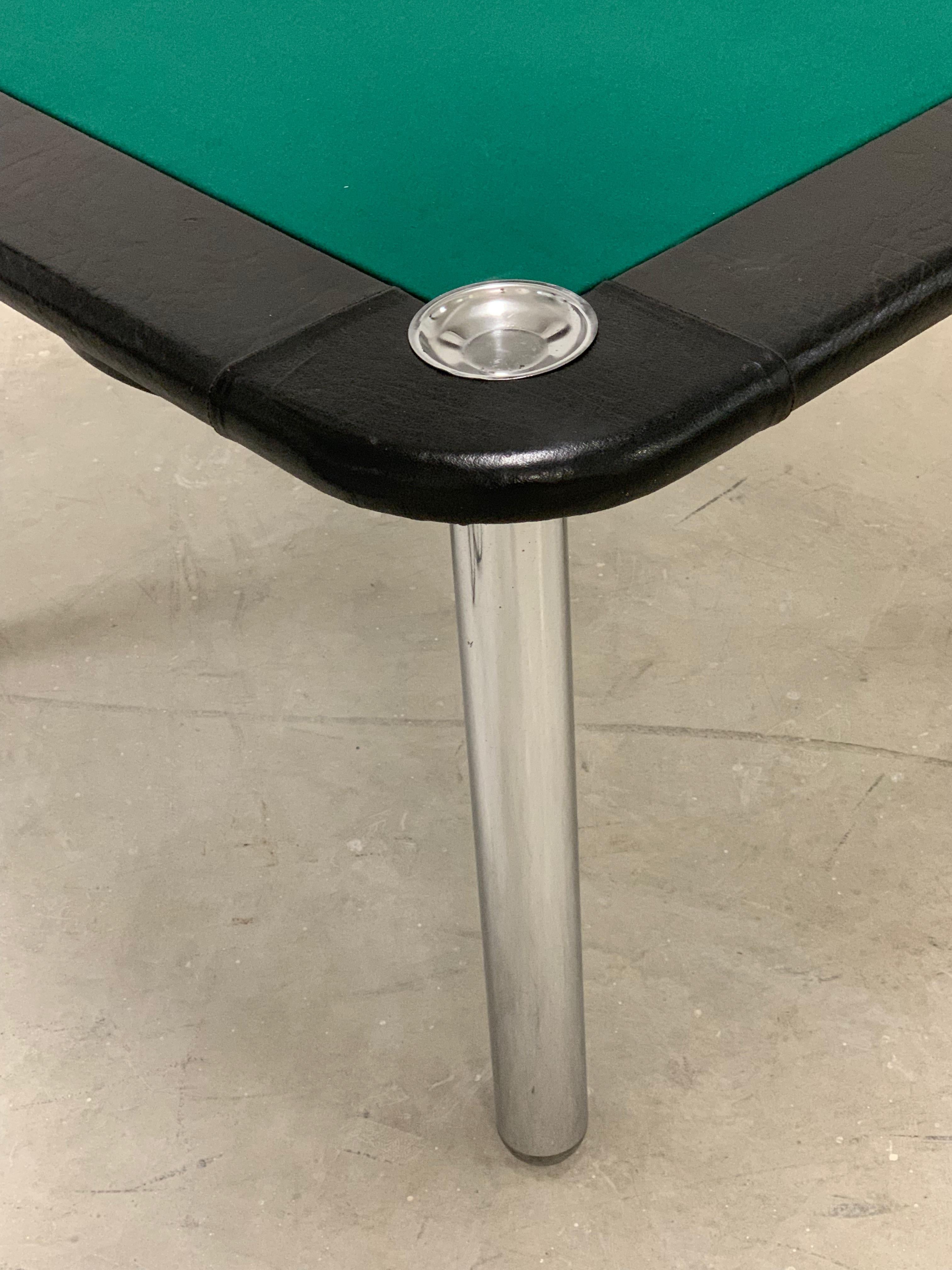 Leather and Chromed Steel Italian Game Table attributed to Zanotta, 1960s For Sale 11