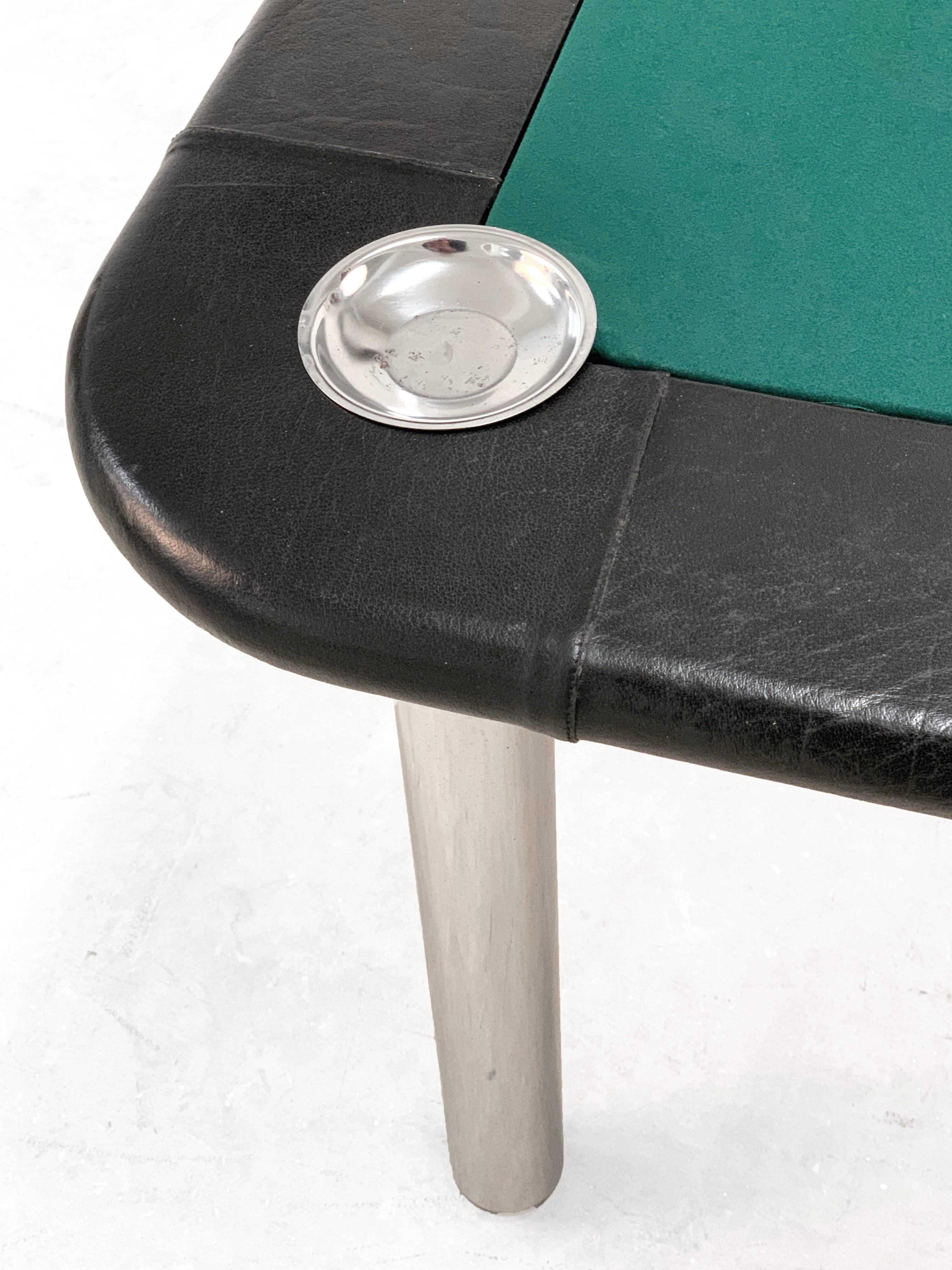Leather and Chromed Steel Italian Game Table attributed to Zanotta, 1960s For Sale 1