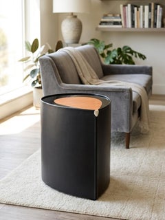 Leather and Copper Leaf Side Table by Artist Florian Roeper