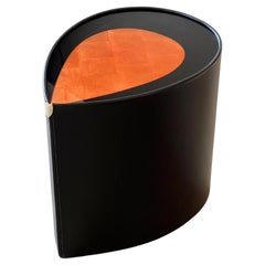 Leather and Copper Leaf Side Table by Artist Florian Roeper