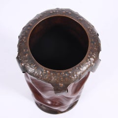 Leather and Copper Umbrella Stand, Italian, 1960s