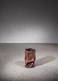 Leather and copper waste basket