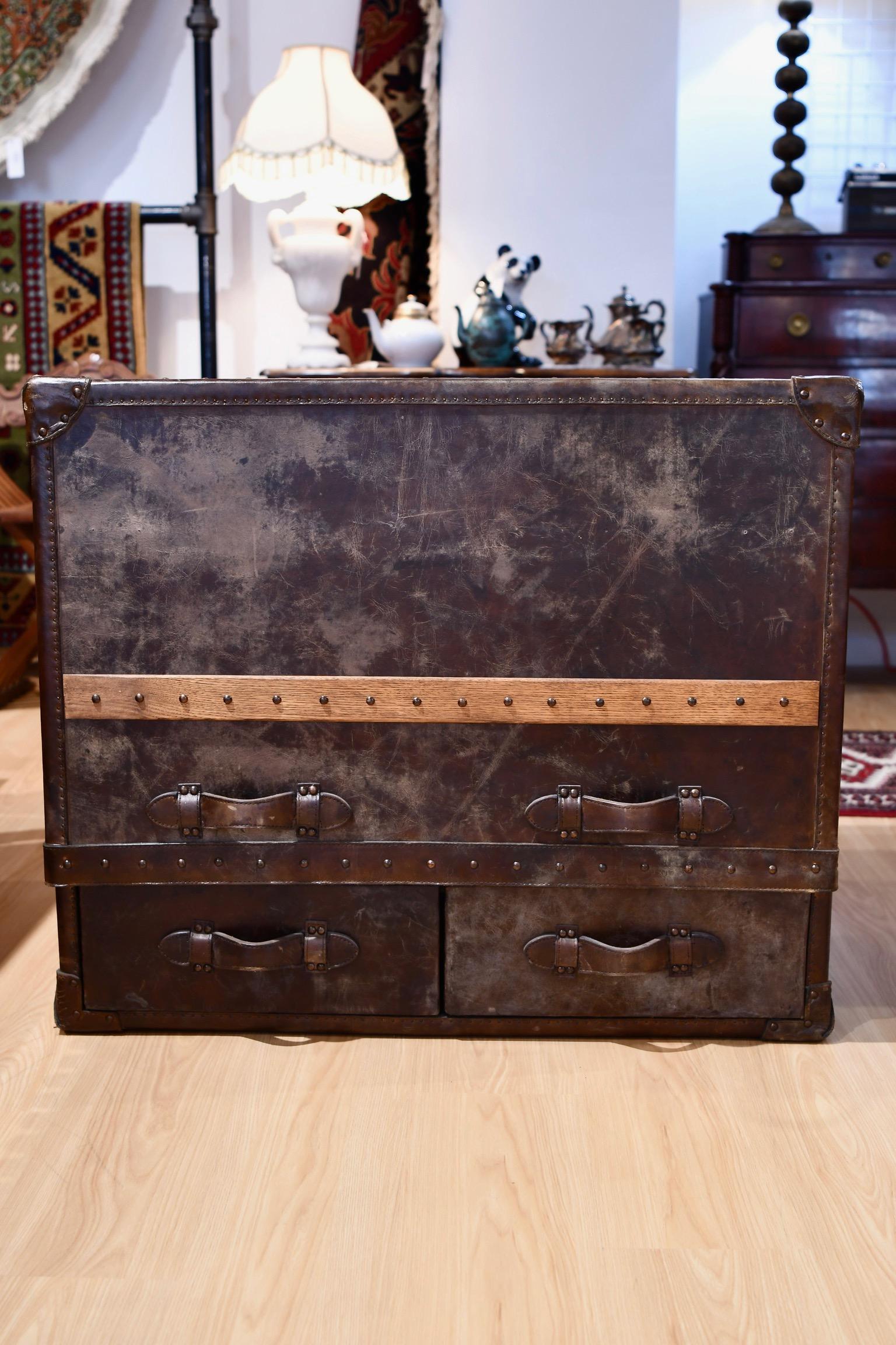 20th Century Leather and Cowhide Veneered Vanity Trunk