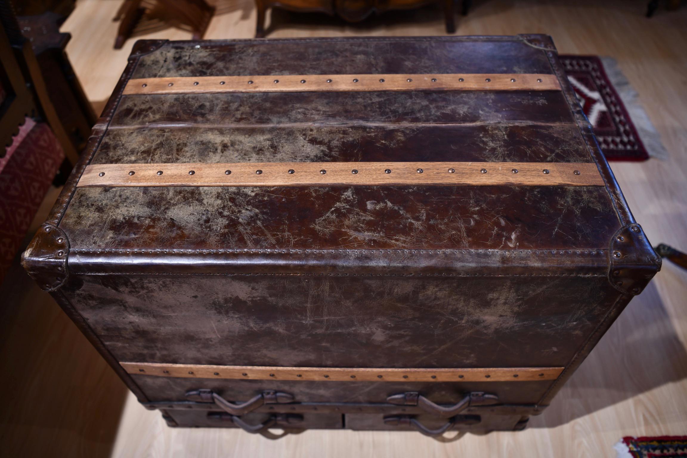 Leather and Cowhide Veneered Vanity Trunk 1