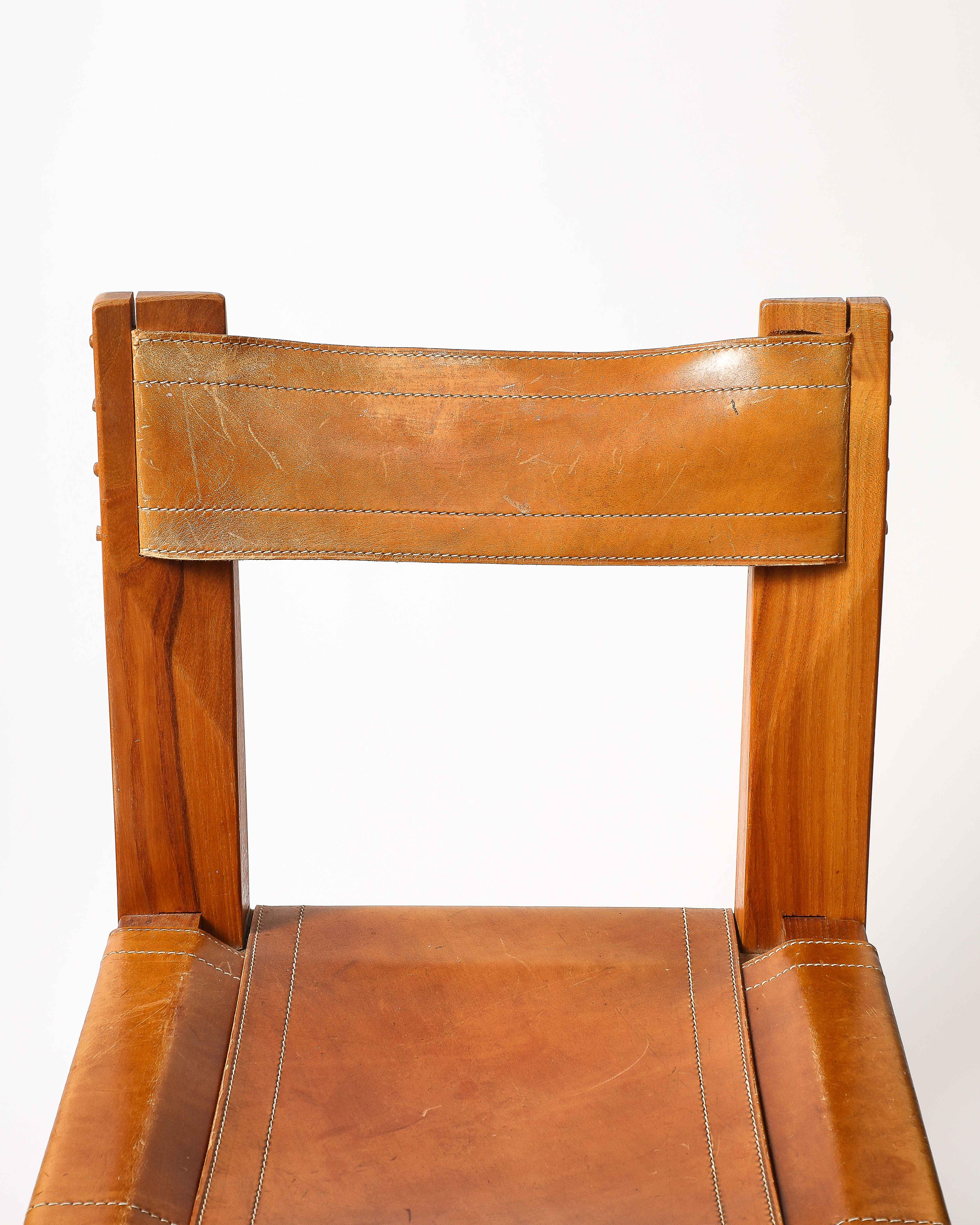 Chaise d'appoint en cuir et orme de Pierre Chapo en vente 5